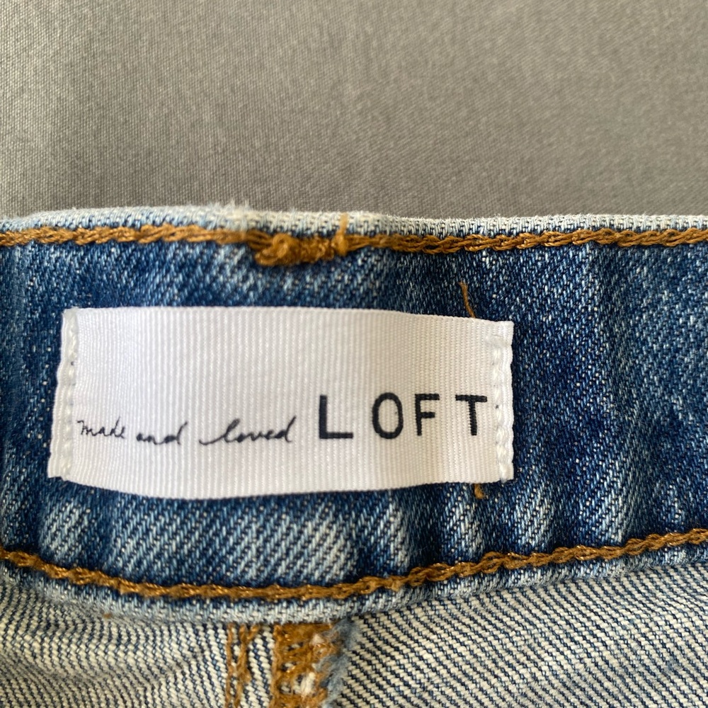 LOFT High Waist Straight Crop Jeans Distressed Casual - Picture 3 of 8